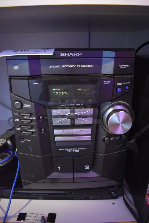 Sharp CD-E88 Disc Rotary Changer Mini Component System w/ JVC Precision Head Unit and DVD Player. Includes 11x13x14 - Image 2 of 3
