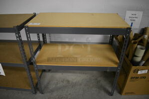 Gray Metal 2 Tier Shelving Unit. 36.5x18.5x36