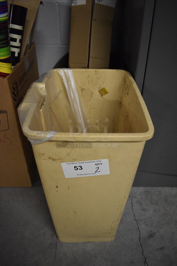 2 Poly Trash Cans. Includes 14x11x18. 2 Times Your Bid!