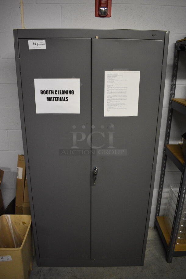 Gray Metal Cabinet w/ Contents! 36x18x72 - Image 1 of 6