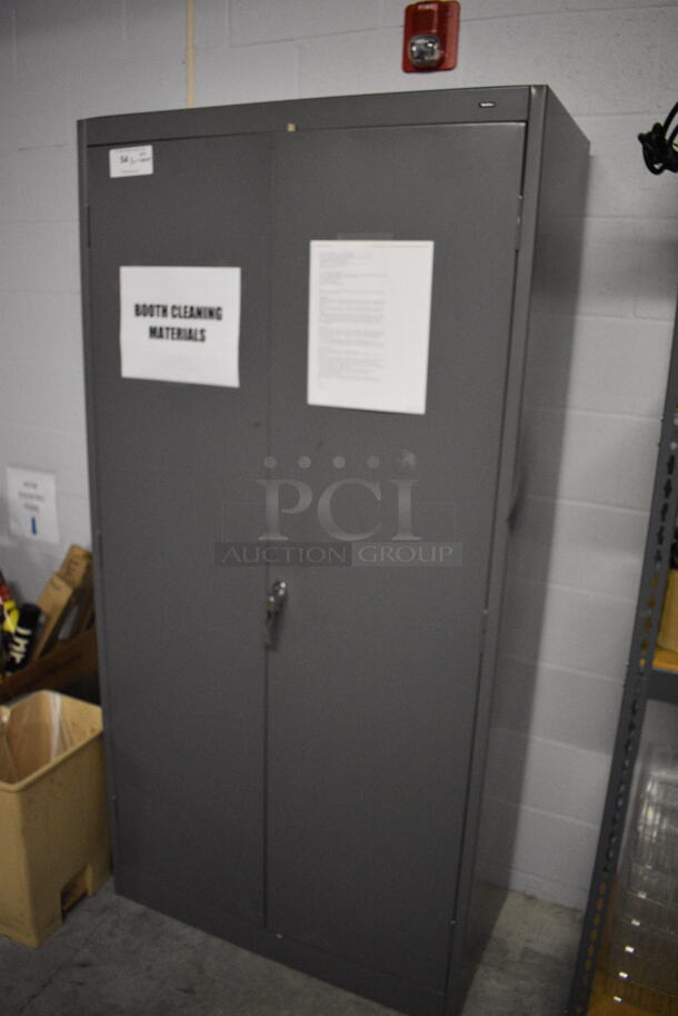 Gray Metal Cabinet w/ Contents! 36x18x72 - Image 2 of 6