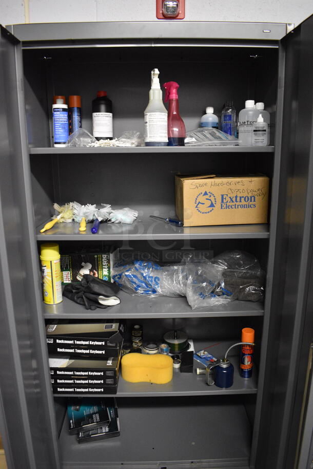 Gray Metal Cabinet w/ Contents! 36x18x72 - Image 4 of 6