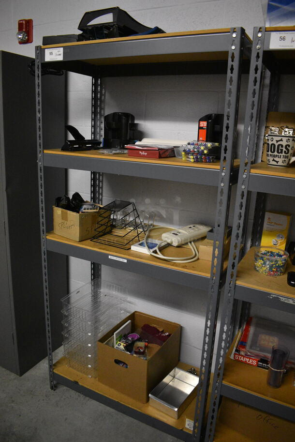 Gray Metal 4 Tier Shelving Unit w/ Contents! 36x18x72 - Image 2 of 5