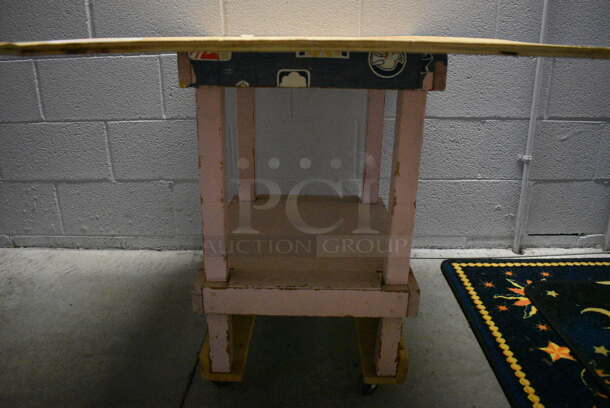 Wood Pattern Table on Casters. 40x40x28 - Image 3 of 5