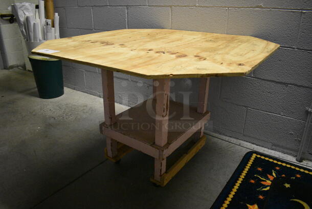 Wood Pattern Table on Casters. 40x40x28 - Image 4 of 5
