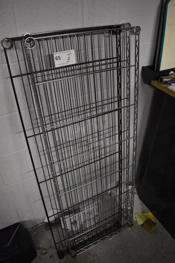 ALL ONE MONEY! Lot of 3 Metro Style shelves; 2 Chrome and 1 Black. 48x18x1.5 - Image 2 of 3