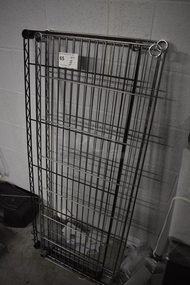 ALL ONE MONEY! Lot of 3 Metro Style shelves; 2 Chrome and 1 Black. 48x18x1.5 - Image 3 of 3
