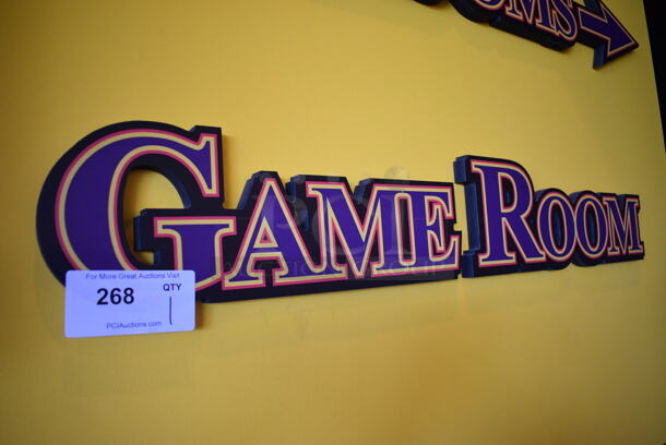 Game Room Sign. 37x1x6. BUYER MUST REMOVE