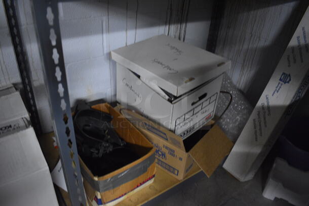 Gray Metal 4 Tier Shelving Unit w/ Contents. 48x24x72 - Image 4 of 4