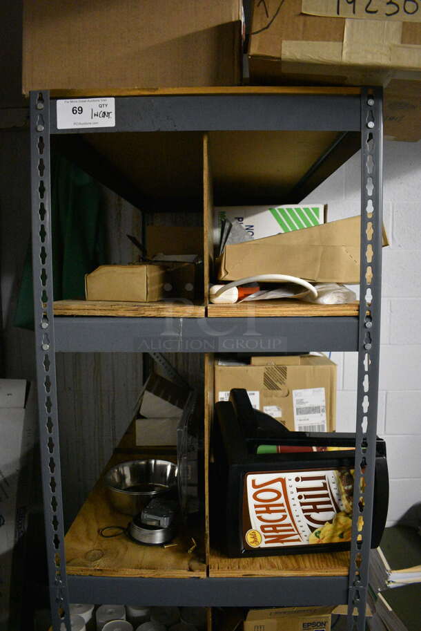 Gray Metal 5 Tier Shelving Unit w/ Contents. 48x24x72 - Image 2 of 7