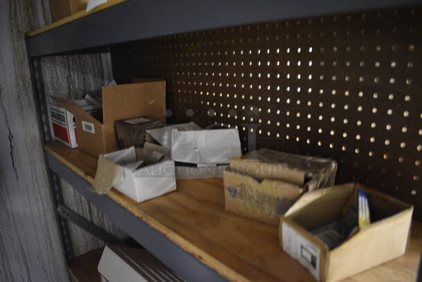 Gray Metal 5 Tier Shelving Unit w/ Contents. 48x24x72 - Image 3 of 7