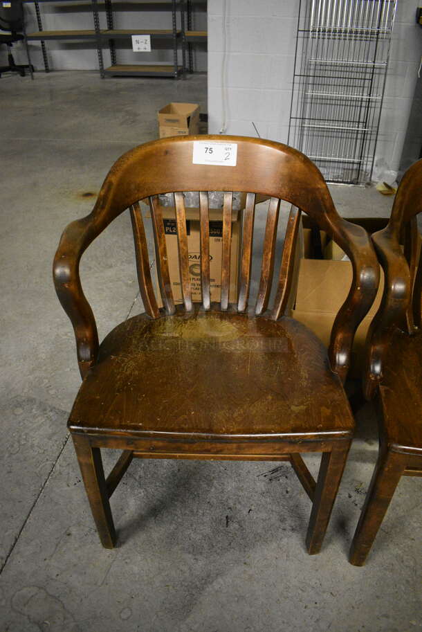 2 Wooden Dining Chairs w/ Arm Rests. 24x19x31. 2 Times Your Bid! - Image 2 of 4