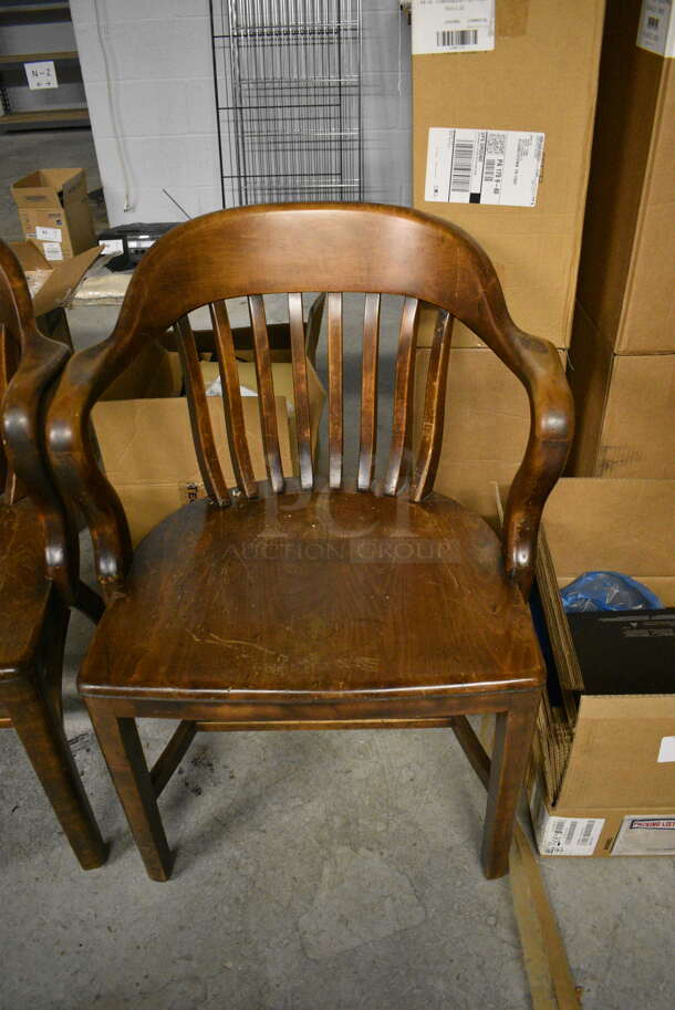 2 Wooden Dining Chairs w/ Arm Rests. 24x19x31. 2 Times Your Bid! - Image 3 of 4