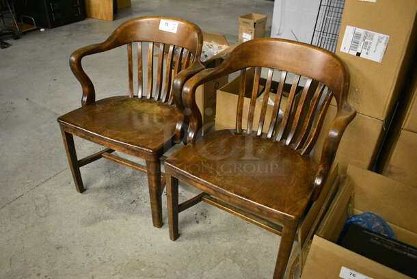2 Wooden Dining Chairs w/ Arm Rests. 24x19x31. 2 Times Your Bid! - Image 4 of 4