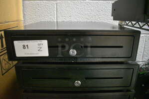2 Black Metal Cash Drawers. 16x16.5x4.5. 2 Times Your Bid!