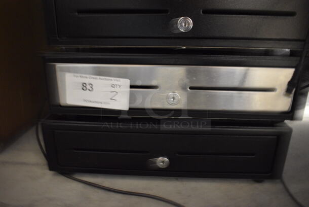 2 Black Metal Cash Drawers. 16x16.5x4.5. 2 Times Your Bid!