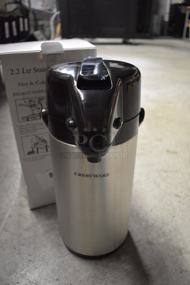BRAND NEW IN BOX! Crestware Chrome Finish Air Pot. 5.5x8x14 - Image 1 of 4