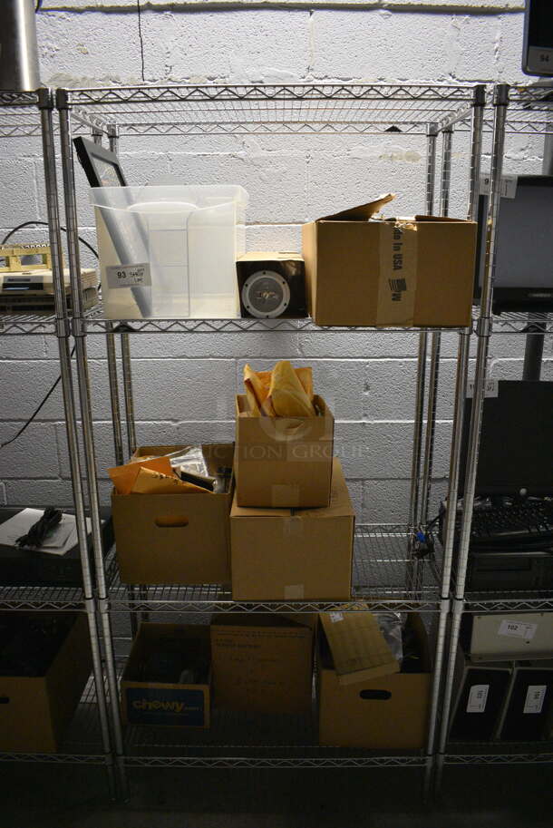 Chrome Finish 4 Tier Metro Style Shelving Unit w/ Contents!  - Image 1 of 5