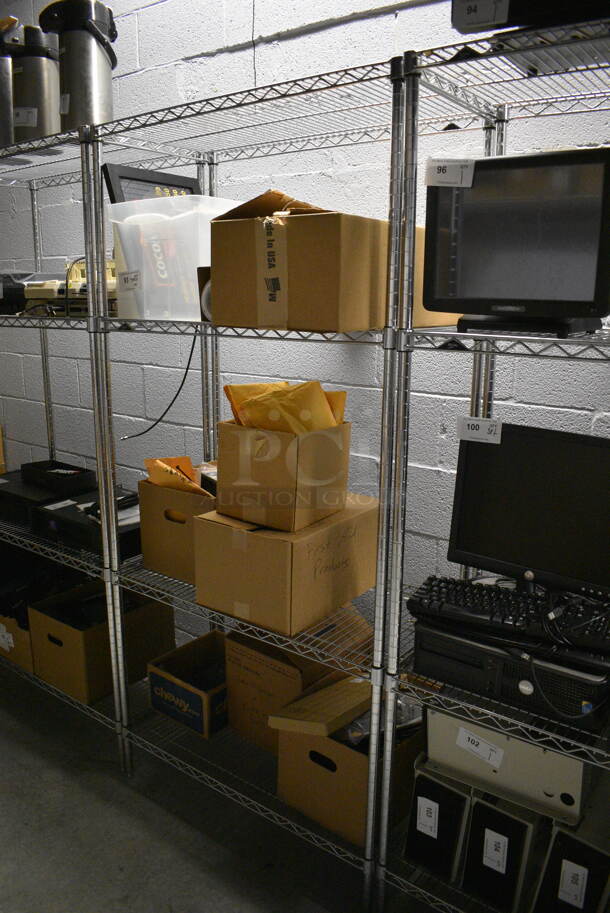 Chrome Finish 4 Tier Metro Style Shelving Unit w/ Contents!  - Image 2 of 5