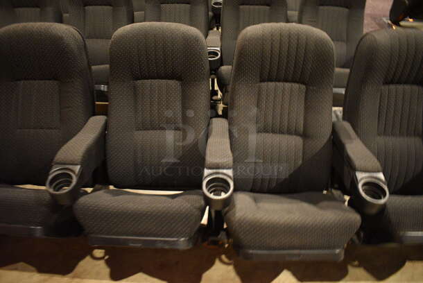 ALL ONE MONEY! Lot of One Row of 14 Gray Cinema / Movie Theater Seats! One Seat: 26x28x38. BUYER MUST REMOVE - Image 2 of 5