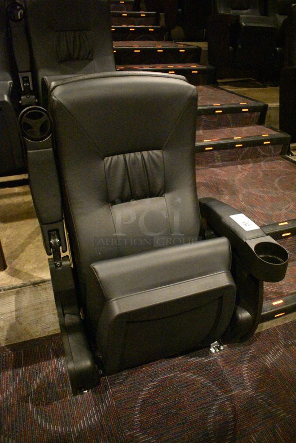 ALL ONE MONEY! Lot of Two Rows of 1 and Two Rows of 5 BRAND NEW Black Leather Style Cinema / Movie Theater Seats! (Total of 12 Seats) One Seat: 28x28x40. BUYER MUST REMOVE - Image 3 of 3