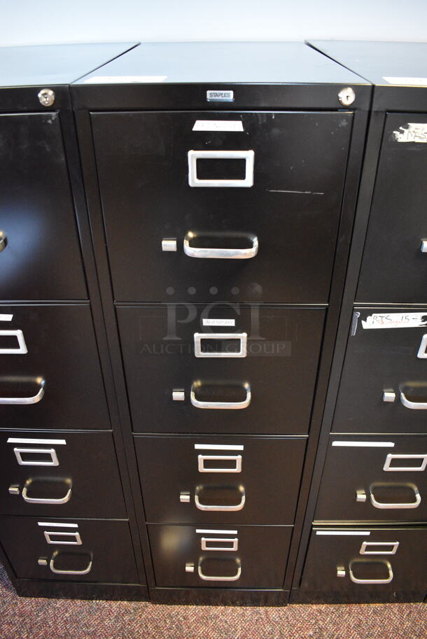 Staples Black Metal 4 Drawer Filing Cabinet. 15x27x52 - Image 1 of 6