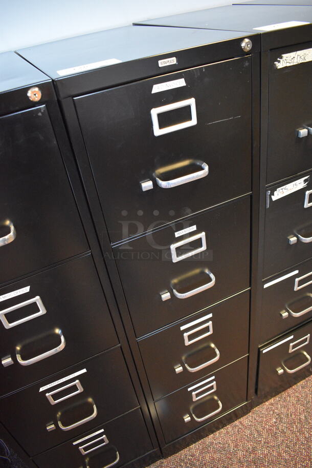 Staples Black Metal 4 Drawer Filing Cabinet. 15x27x52 - Image 2 of 6