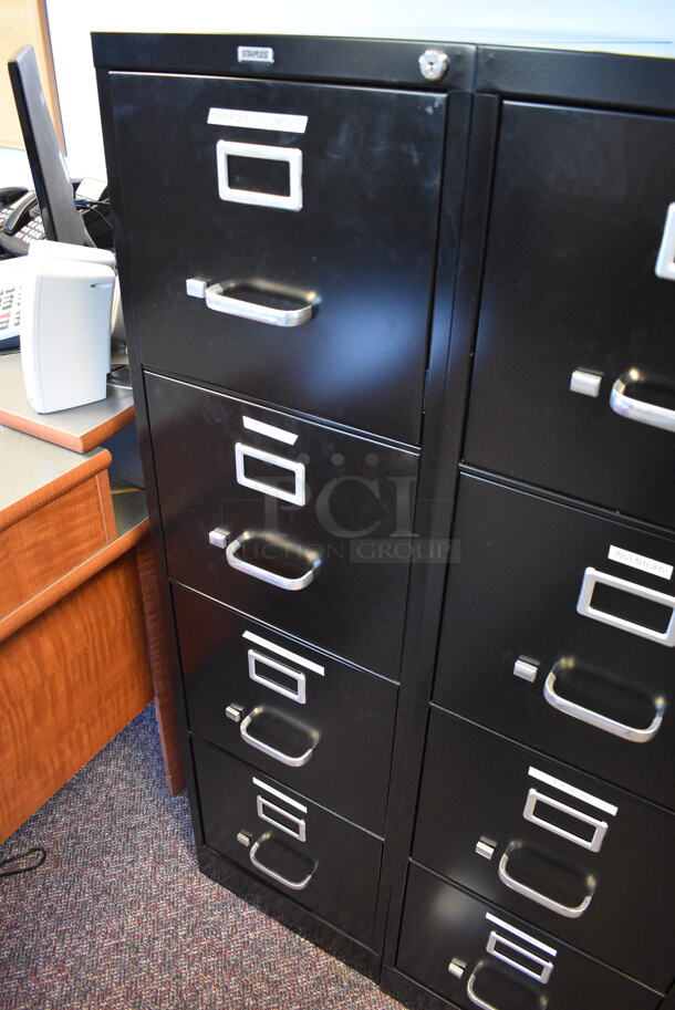 Staples Black Metal 4 Drawer Filing Cabinet. 15x27x52 - Image 2 of 7