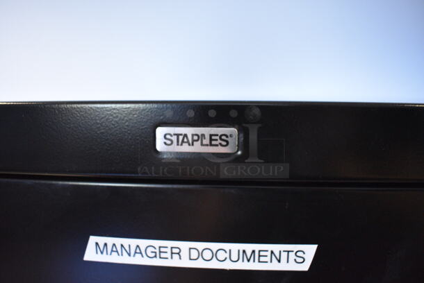 Staples Black Metal 4 Drawer Filing Cabinet. 15x27x52 - Image 7 of 7