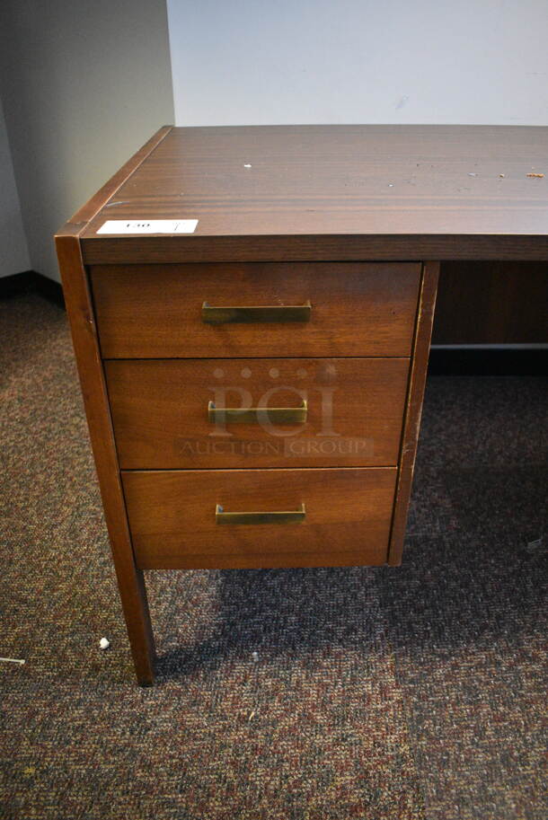 Wood Pattern Desk w/ 5 Drawers. 72x36x29 - Image 2 of 5