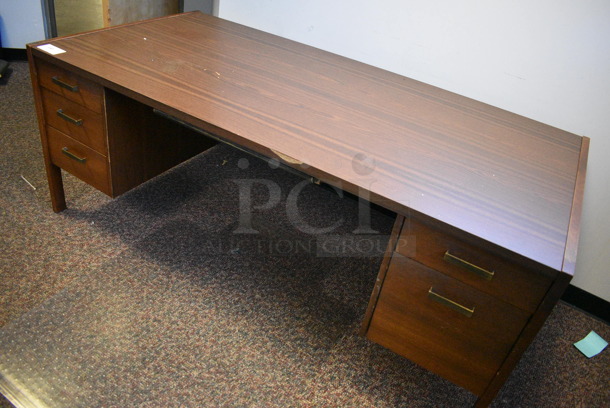 Wood Pattern Desk w/ 5 Drawers. 72x36x29 - Image 4 of 5