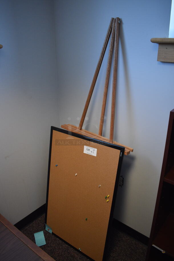 2 Items; Easel and Bulletin Board. 24x1x36, 22x4x64. 2 Times Your Bid!