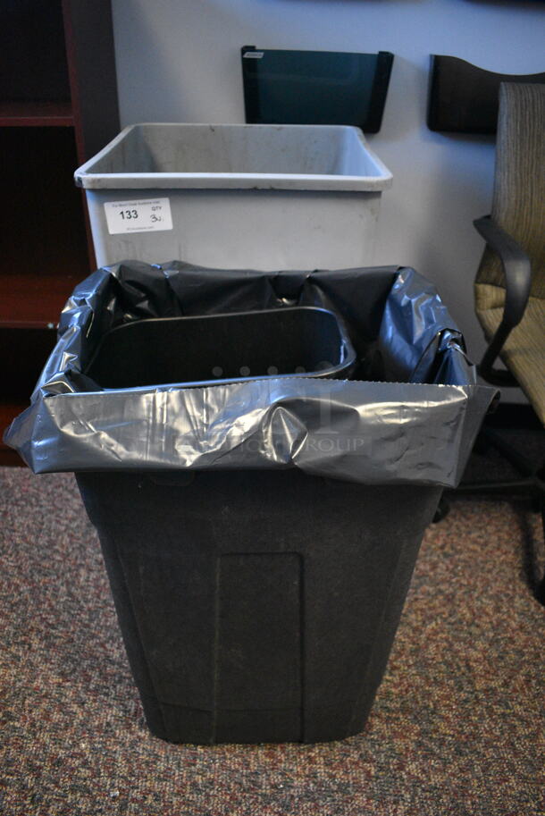 3 Various Poly Trash Cans. Includes 19x19x34. 3 Times Your Bid! - Image 1 of 3