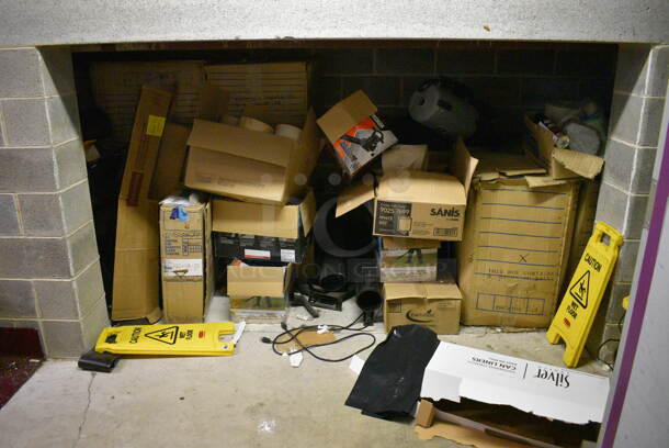 ALL ONE MONEY! ROOM LOT of Various Items Including Bags of Salt and Mop Buckets! BUYER MUST REMOVE - Image 1 of 5