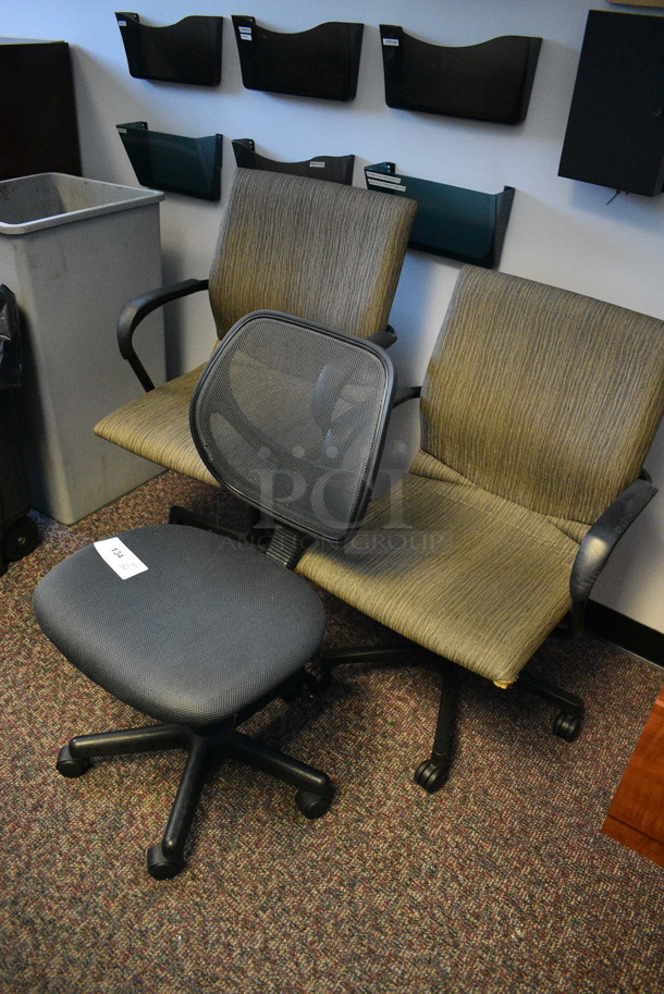 3 Office Chairs on Casters; 2 w/ Arm Rests. Includes 23.5x20x33. 3 Times Your Bid! - Image 2 of 3