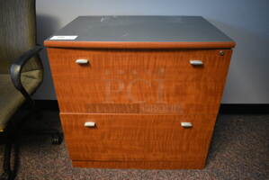 Wood Pattern 2 Drawer Filing Cabinet. 29x21x28.5