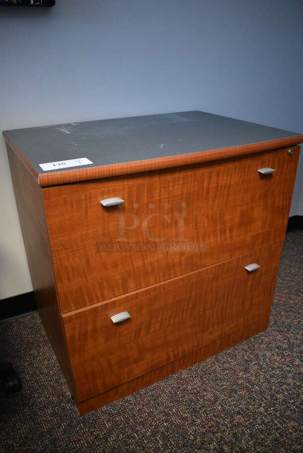Wood Pattern 2 Drawer Filing Cabinet. 29x21x28.5 - Image 2 of 4
