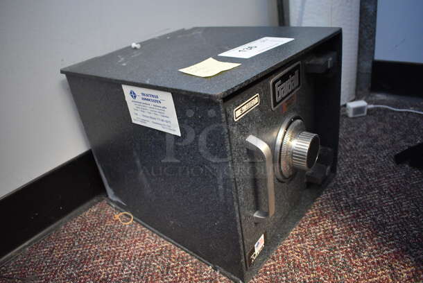 Gardall Gray Metal Single Compartment Safe. Currently Locked. 11.5x13x10. BUYER MUST REMOVE - Bolted To The Floor.  - Image 3 of 6