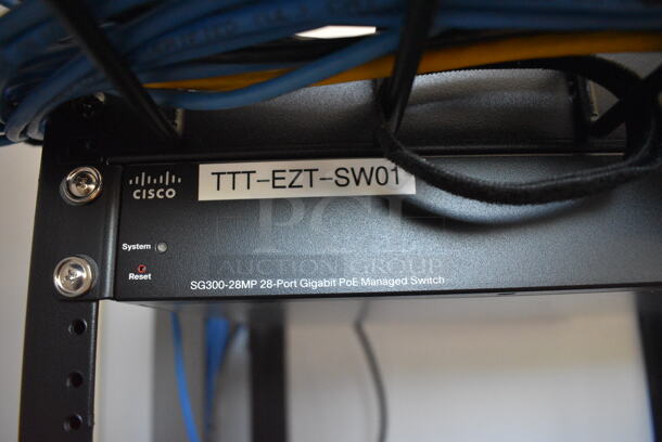 ALL ONE MONEY! Lot of Cisco SG300 28 Port Gigabit Managed Switch and Unit In Black Wall Mount Display. 20x18x24. BUYER MUST REMOVE - Image 4 of 4