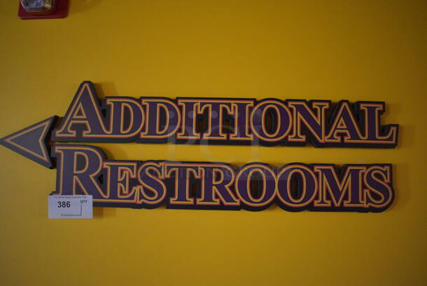 Additional Restrooms Sign. 36x1x10. BUYER MUST REMOVE