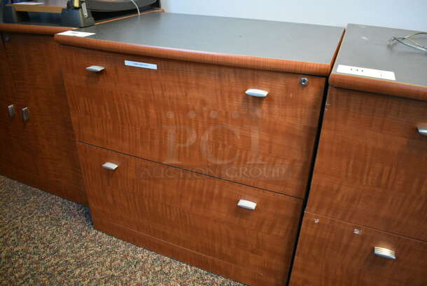 Wood Pattern 2 Drawer Filing Cabinet. 29x21x28.5 - Image 2 of 4