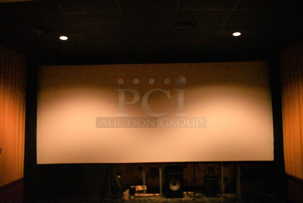 MDI Screens White Perforated Movie Theater Cinema Screen. 343x140. BUYER MUST REMOVE - Image 1 of 5