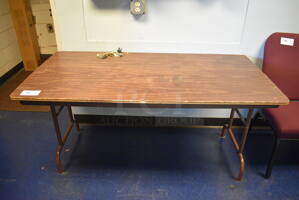 Wood Pattern Collapsible Table. 60x30x29