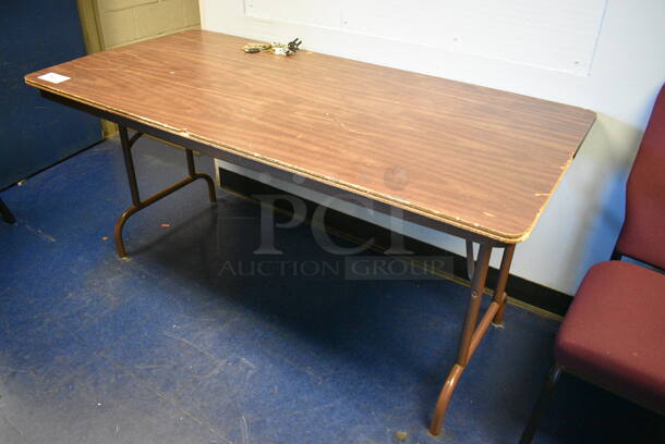 Wood Pattern Collapsible Table. 60x30x29 - Image 2 of 2