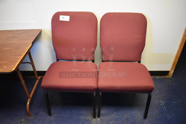 3 Maroon Chairs on Metal Legs. 21x18x36. 3 Times Your Bid!