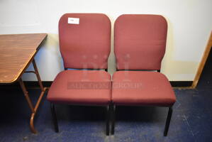 3 Maroon Chairs on Metal Legs. 21x18x36. 3 Times Your Bid!