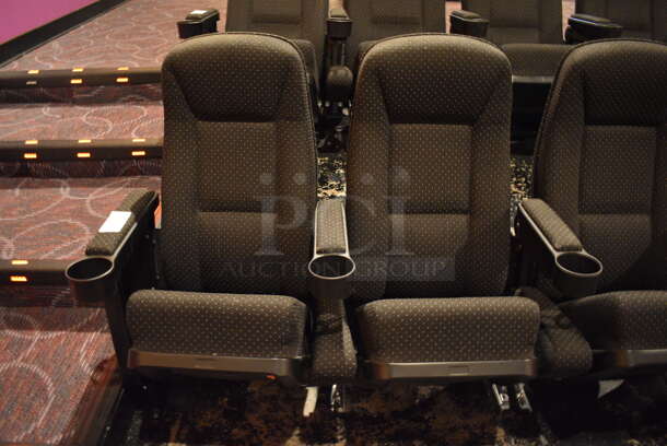 ALL ONE MONEY! Lot of One Row of 12 Gray Cinema / Movie Theater Seats! One Seat: 26x28x38. BUYER MUST REMOVE - Image 2 of 2