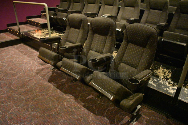 ALL ONE MONEY! Lot of One Row of 3 and One Row of 10 Gray Cinema / Movie Theater Seats! (Total of 13 Seats) One Seat: 26x28x38. BUYER MUST REMOVE - Image 2 of 2