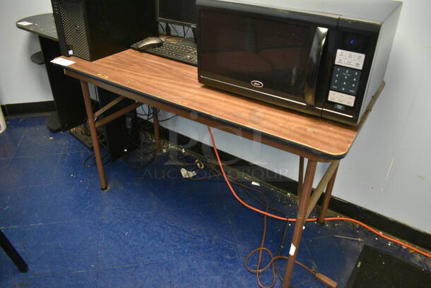 Wood Pattern Collapsible Table on Metal Legs. 48x24x29 - Image 2 of 2