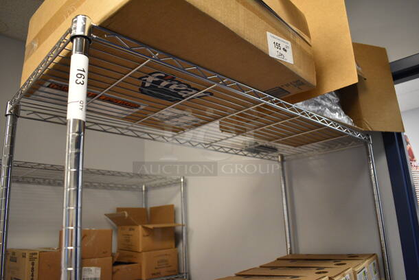 Chrome Finish 3 Tier Metro Style Shelving Unit. Does NOT Come w/ Contents. 48x18x74. BUYER MUST DISMANTLE. PCI CANNOT DISMANTLE FOR SHIPPING. PLEASE CONSIDER FREIGHT CHARGES. - Image 2 of 2